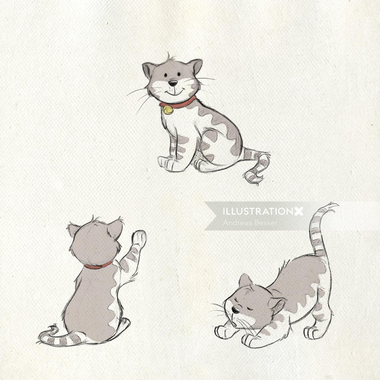 Illustration animale de chats