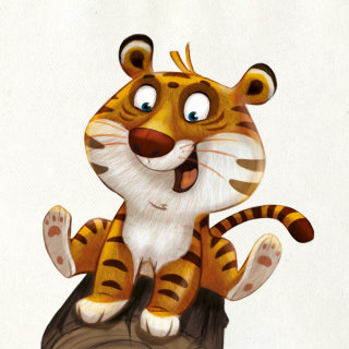 diseño de personajes de un tigre feliz
