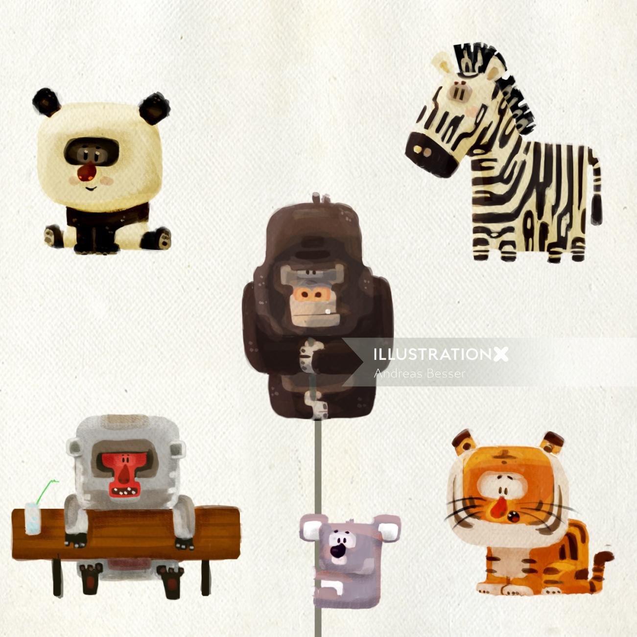 Set of Animals cartoon characters