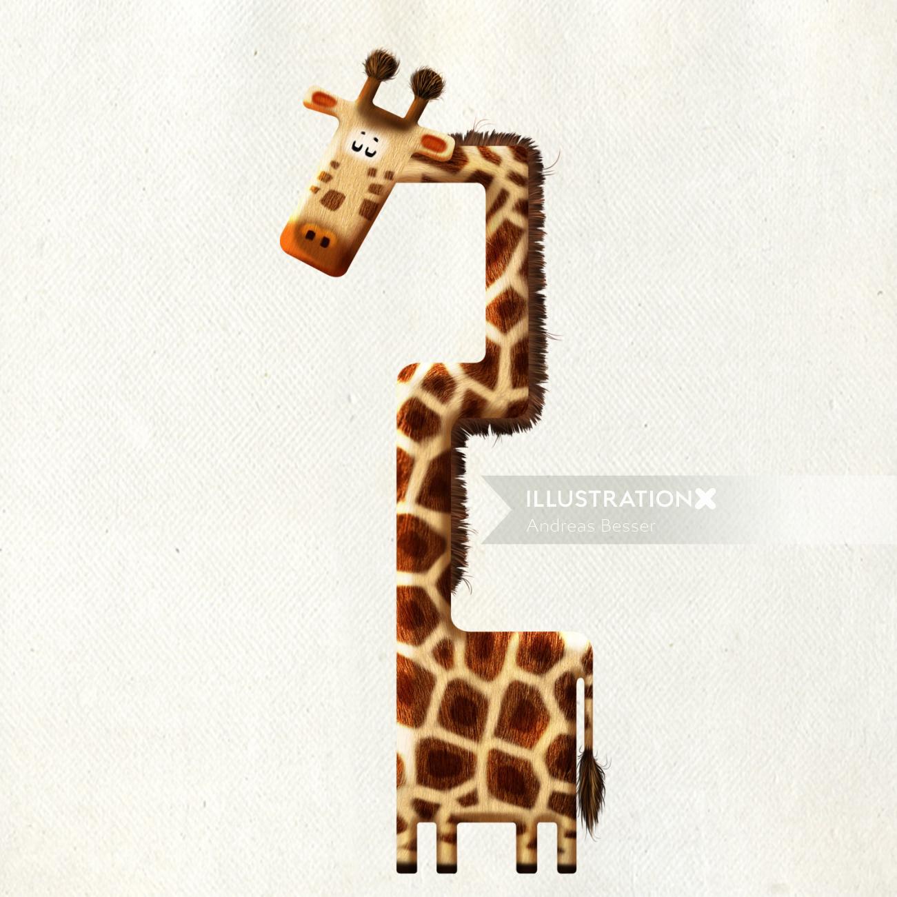 Illustration de girafe en forme d&#39;alphabet