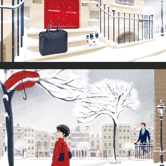 character illustration of people in snow
