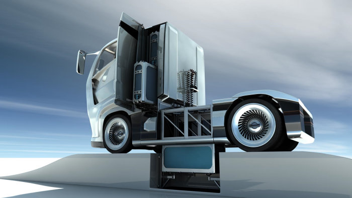Veículo pesado 3D / CGI com caixa embaixo