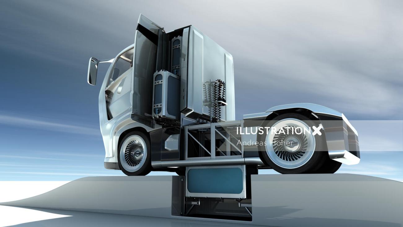 3D / CGI heavy vehicle with box underneath
