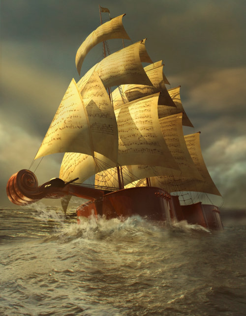 Graphic ship sailing