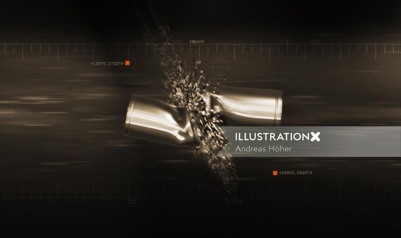 Graphic design of bullets colliding