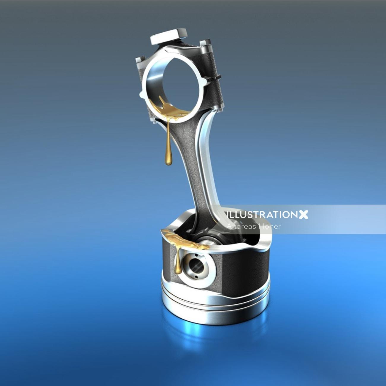 Photo realistic illustration of piston