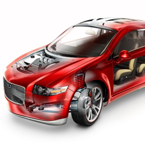 3D / CGI red car with interior view