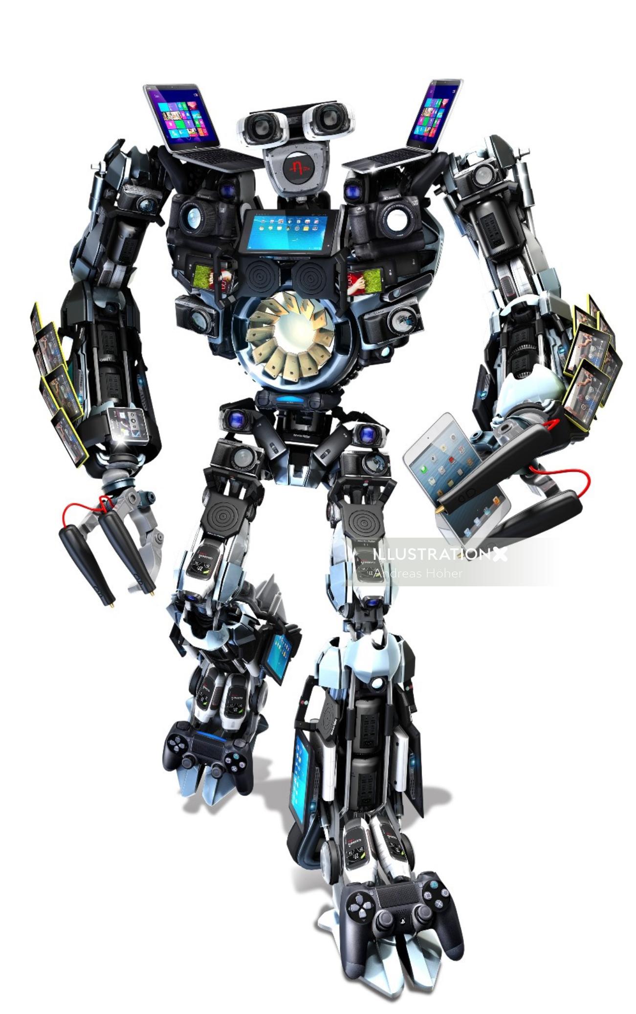 大きな腕を持つ3D / CGIロボット