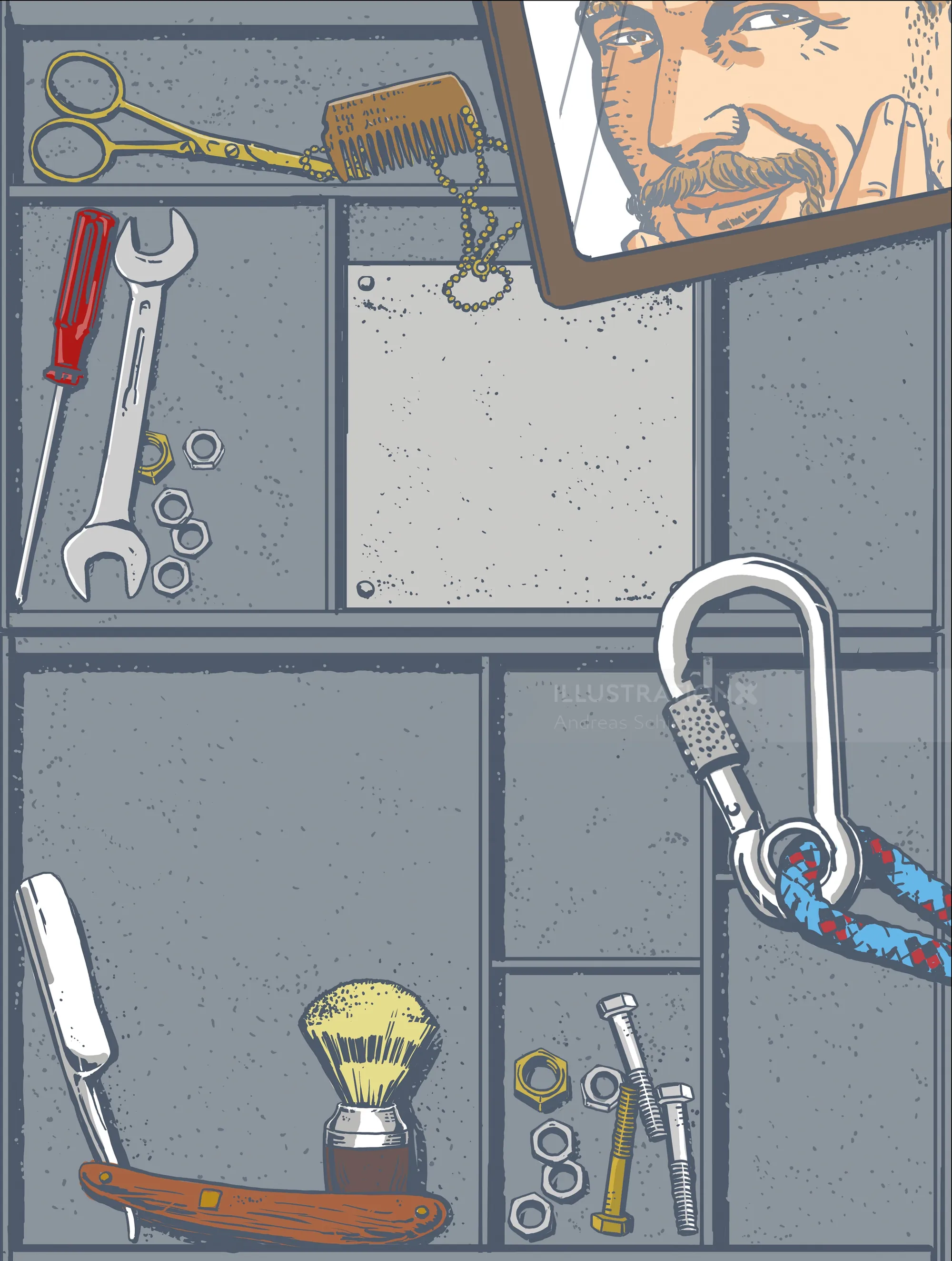 Toolbox with grooming tools and repair items by Andreas Schickert