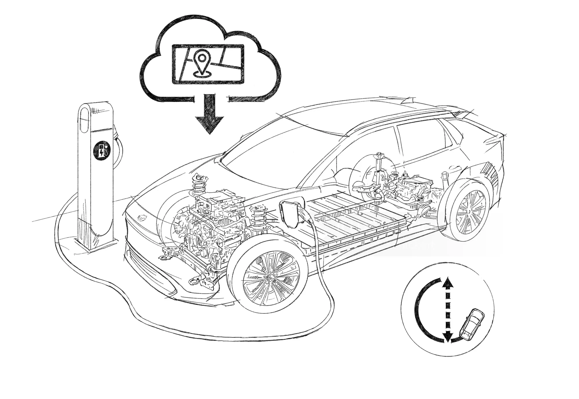 Electric vehicle charging diagram with digital monitoring by Andreas Schickert