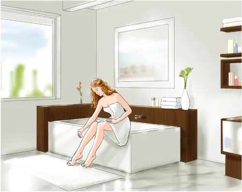 woman sitting in bathroom
