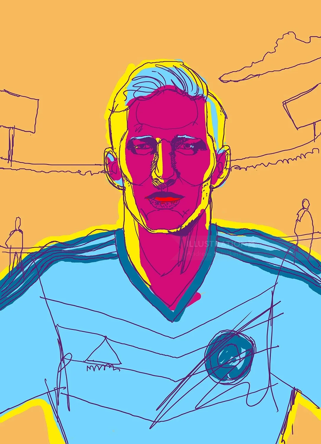 Colorful digital portrait of male athlete by Andreas Schickert