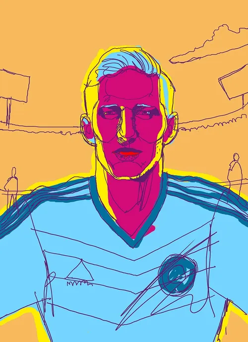 Colorful digital portrait of male athlete by Andreas Schickert