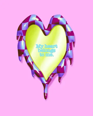 Heart shape with checkered border and text My heart belongs to me