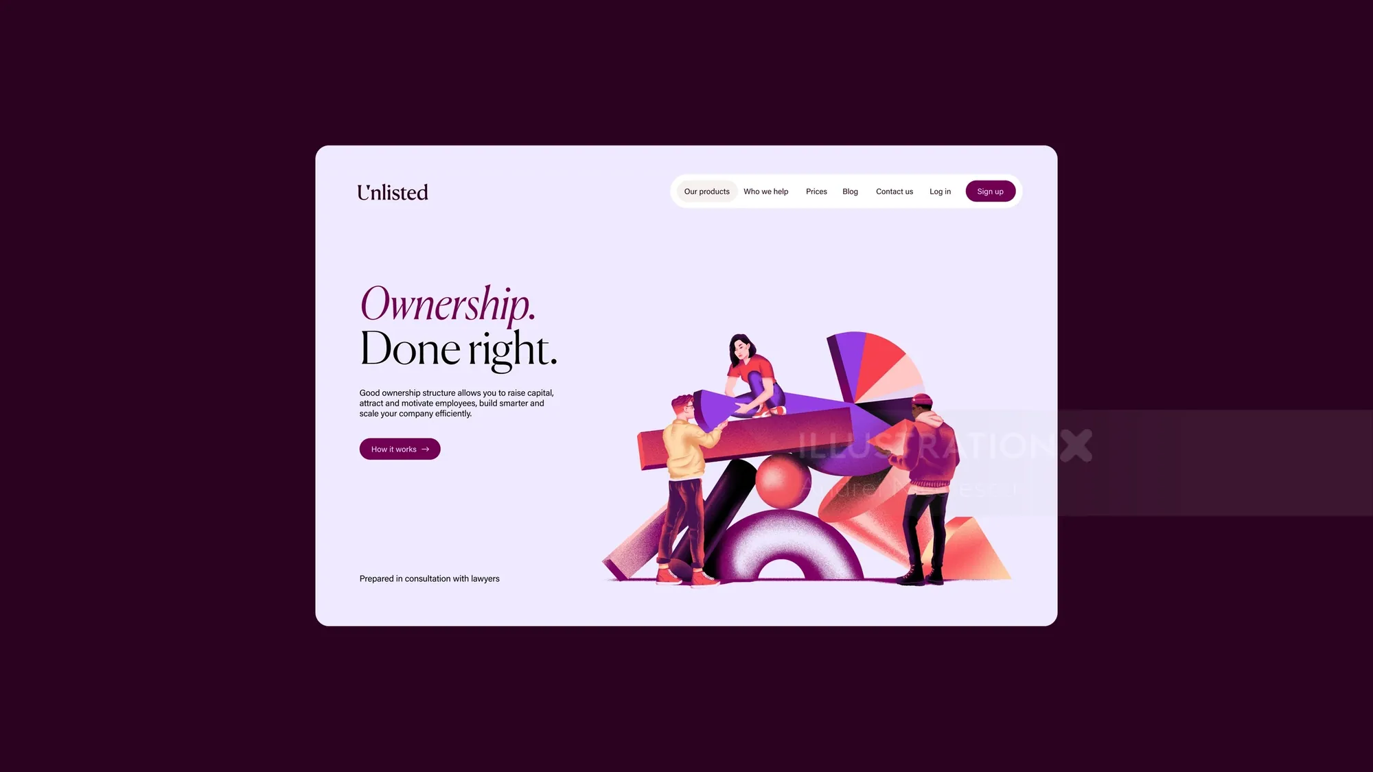 Digital artwork of people and abstract shapes on a webpage by Andrei Nicolescu