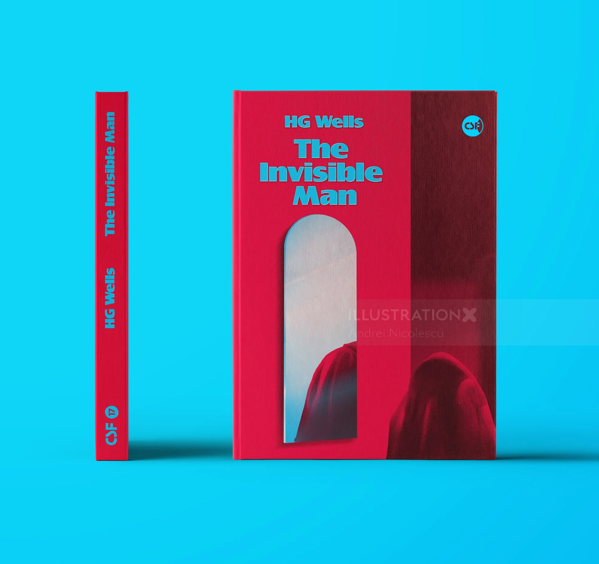 Book cover design of The Invisible Man by H.G. Wells, art by Andrei Nicolescu