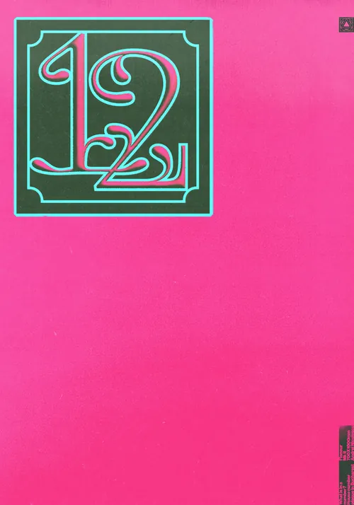 Minimalist pink poster with green and white number 1921 design by Andrei Nicolescu