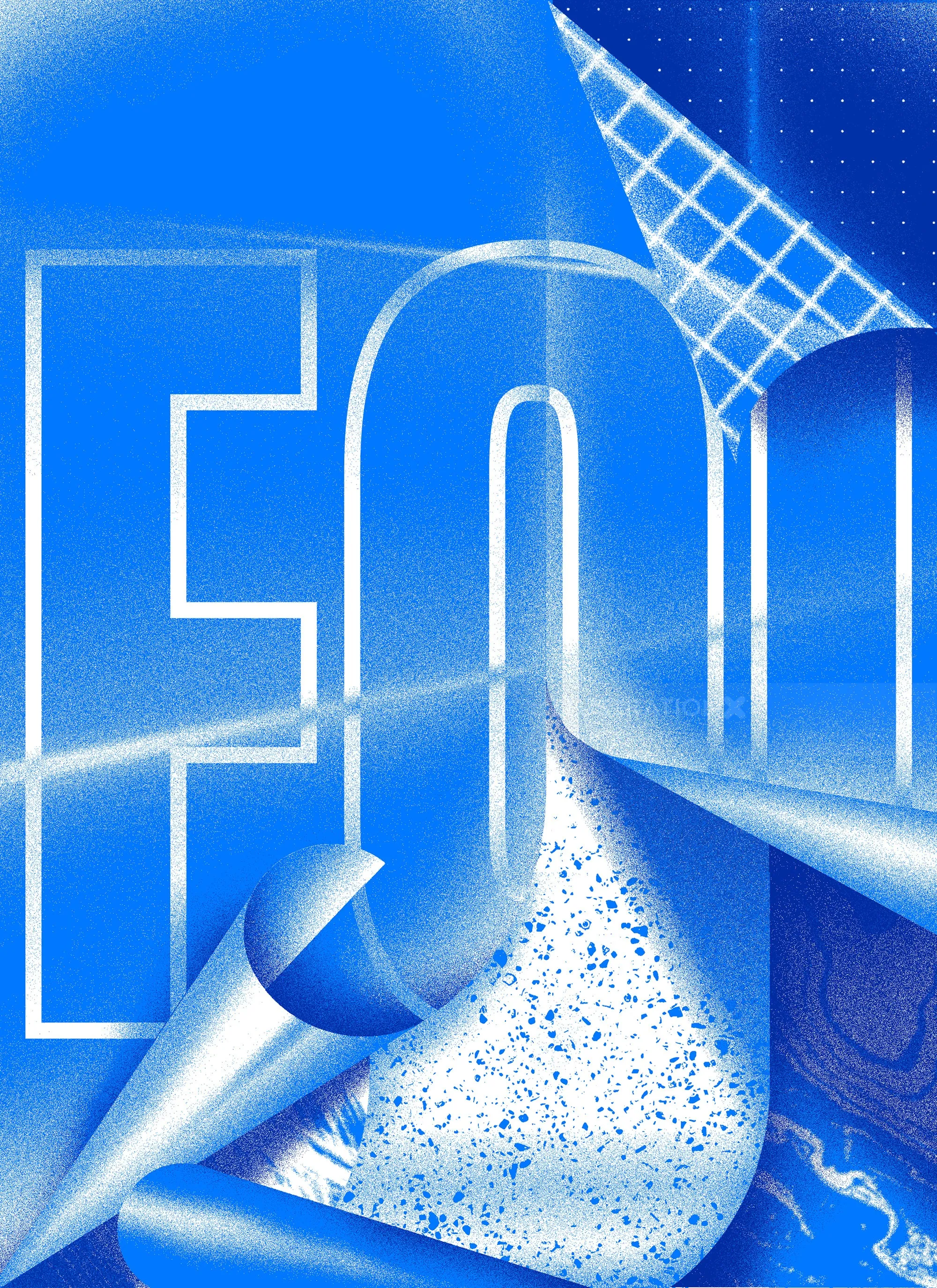 Abstract blue geometric shapes with folded elements by Andrei Nicolescu