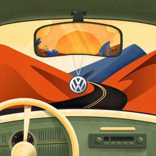 Illustration for Volkswagen ad on Yorokobu magazine cover 