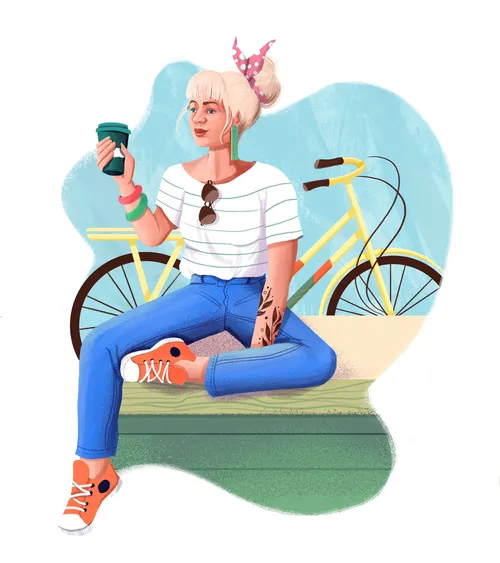 Fashion woman illustration for Grão Gourmet website 