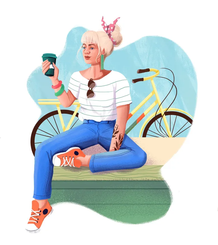 Fashion woman illustration for Grão Gourmet website 