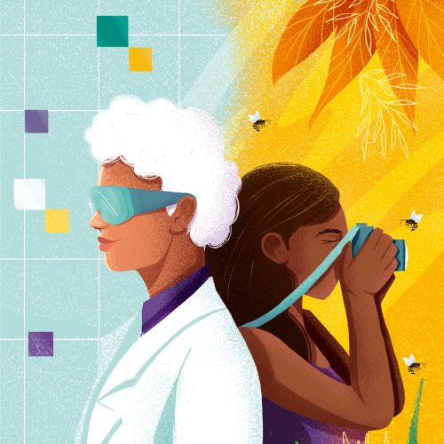 Editorial illustration of women in science