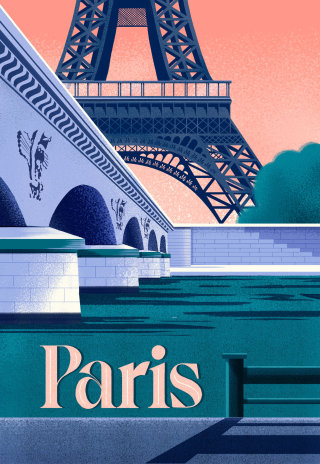 Vista de la torre Eiffel desde el río Sena en París  