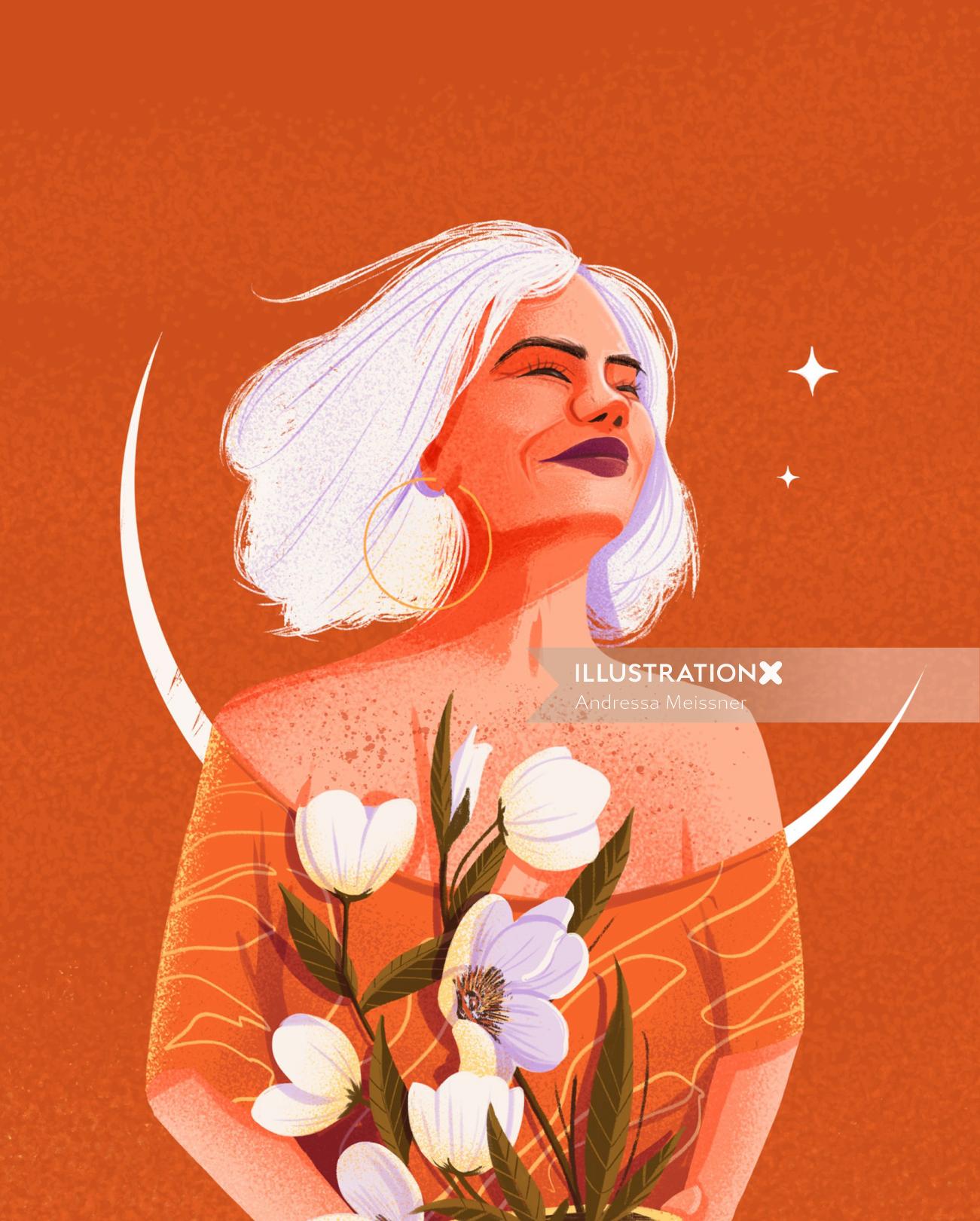Fashion girl illustration for women calendar 2021
