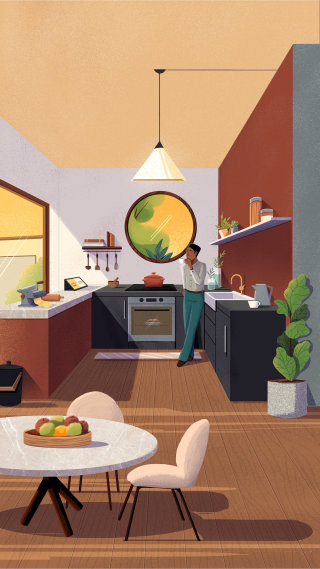 Interiores de cocina modernos para la campaña Espaços do Futuro