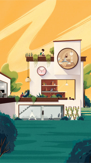 Diseño de casa de arquitectura para la campaña Espaços do Futuro
