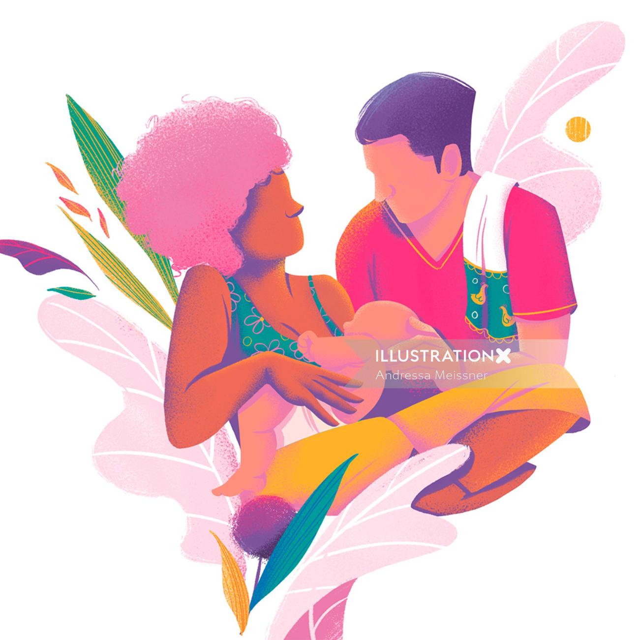 Breastfeeding illustration for A Incrível Jornada book