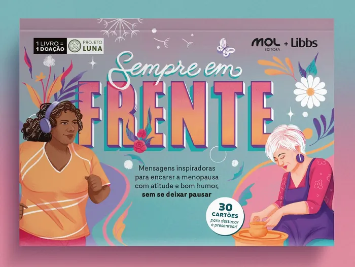 Inspirational card deck Sempre em Frente with colorful illustrations by Andressa Meissner