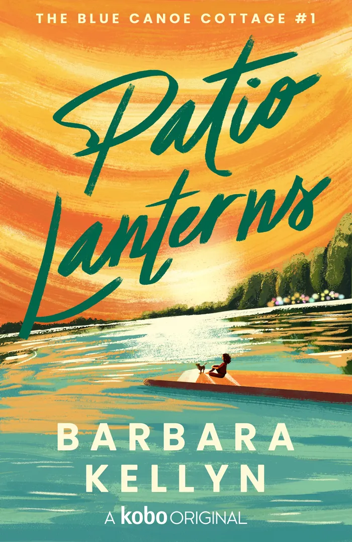 Patio Lanterns book cover showing canoeing on a river during sunset