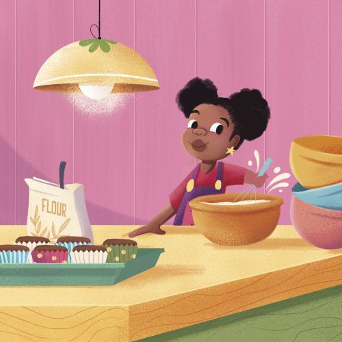 Family baking together in kitchen by Andressa Meissner Kids