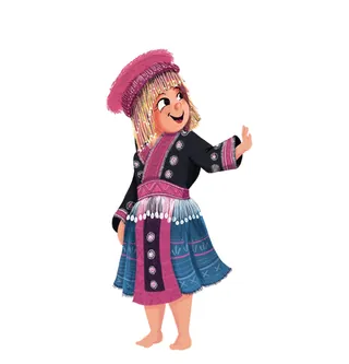Child in colorful traditional ethnic dress by Andressa Meissner Kids