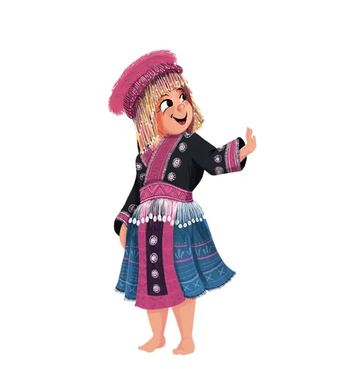 Child in colorful traditional ethnic dress by Andressa Meissner Kids
