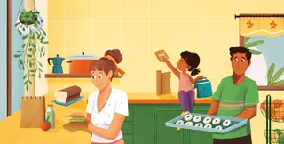 Family baking in kitchen with pastries, by Andressa Meissner Kids