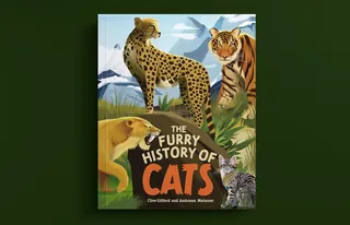 Book cover with cheetah, tiger, and wild cats illustration