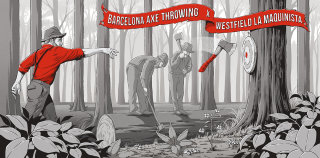 Mural illustration for Barcelona Axe Throwing