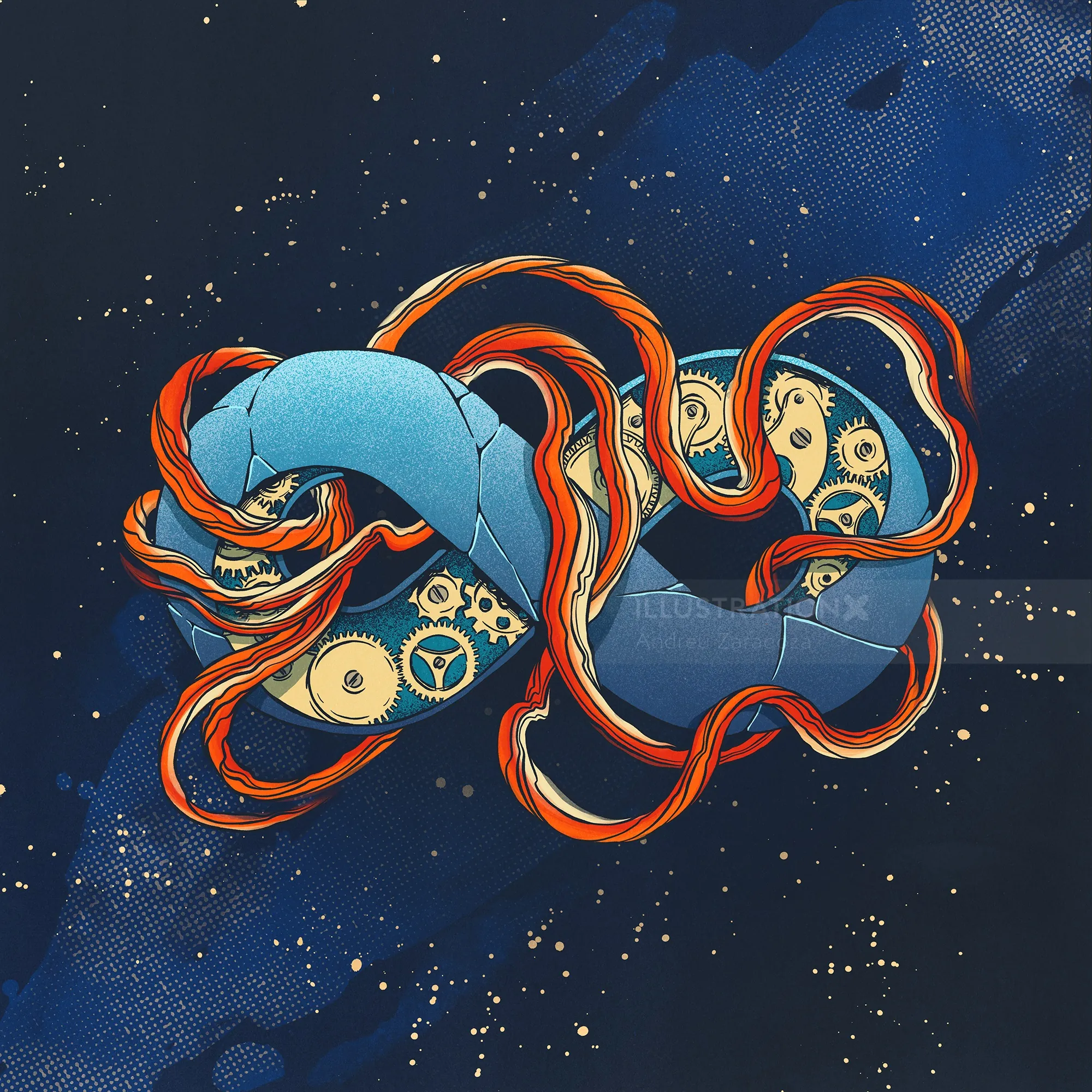 'Infinite Time' cover art for Father Christmas band by Andreu Zaragoza