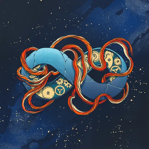'Infinite Time' cover art for Father Christmas band by Andreu Zaragoza
