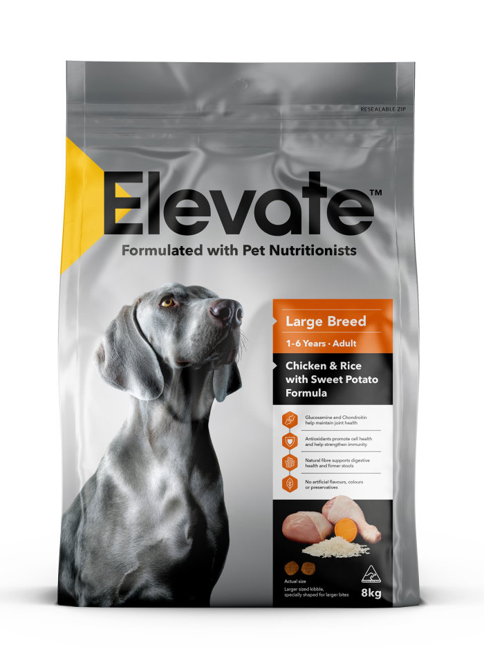 Elevate 宠物食品系列的包装