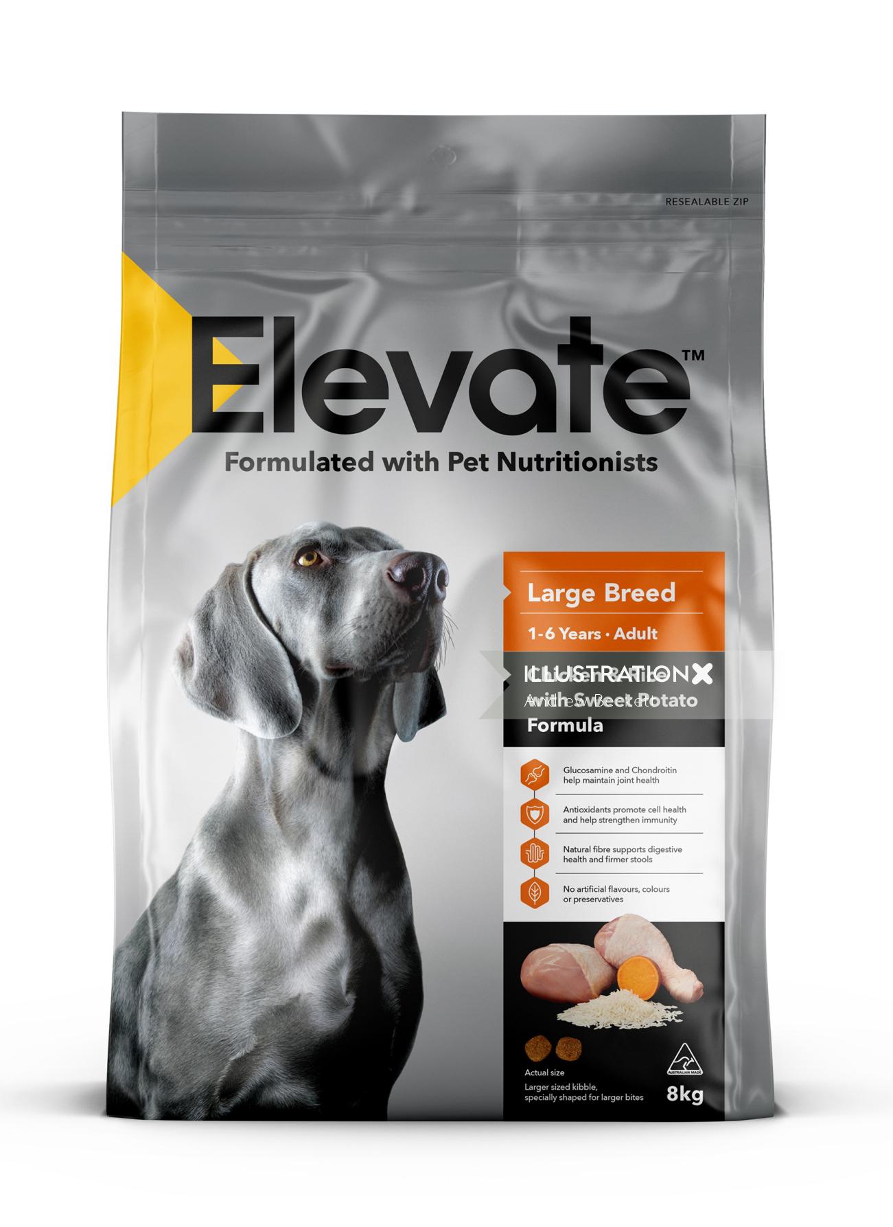 Packaging of Elevate Pet Food Range