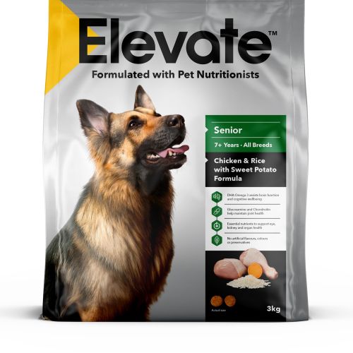 Elevate' Pet food range packaging