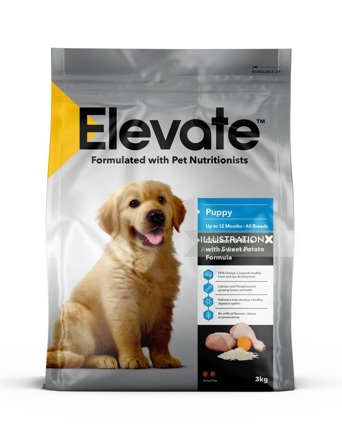 Packaging design of famous dog food "Elevate"