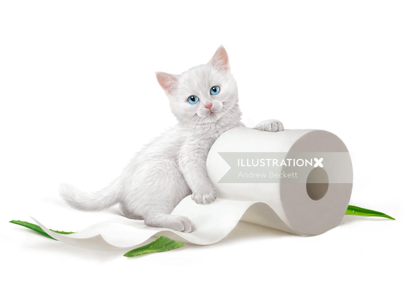 Kittensoft toilet tissue illustration by Andrew Beckett