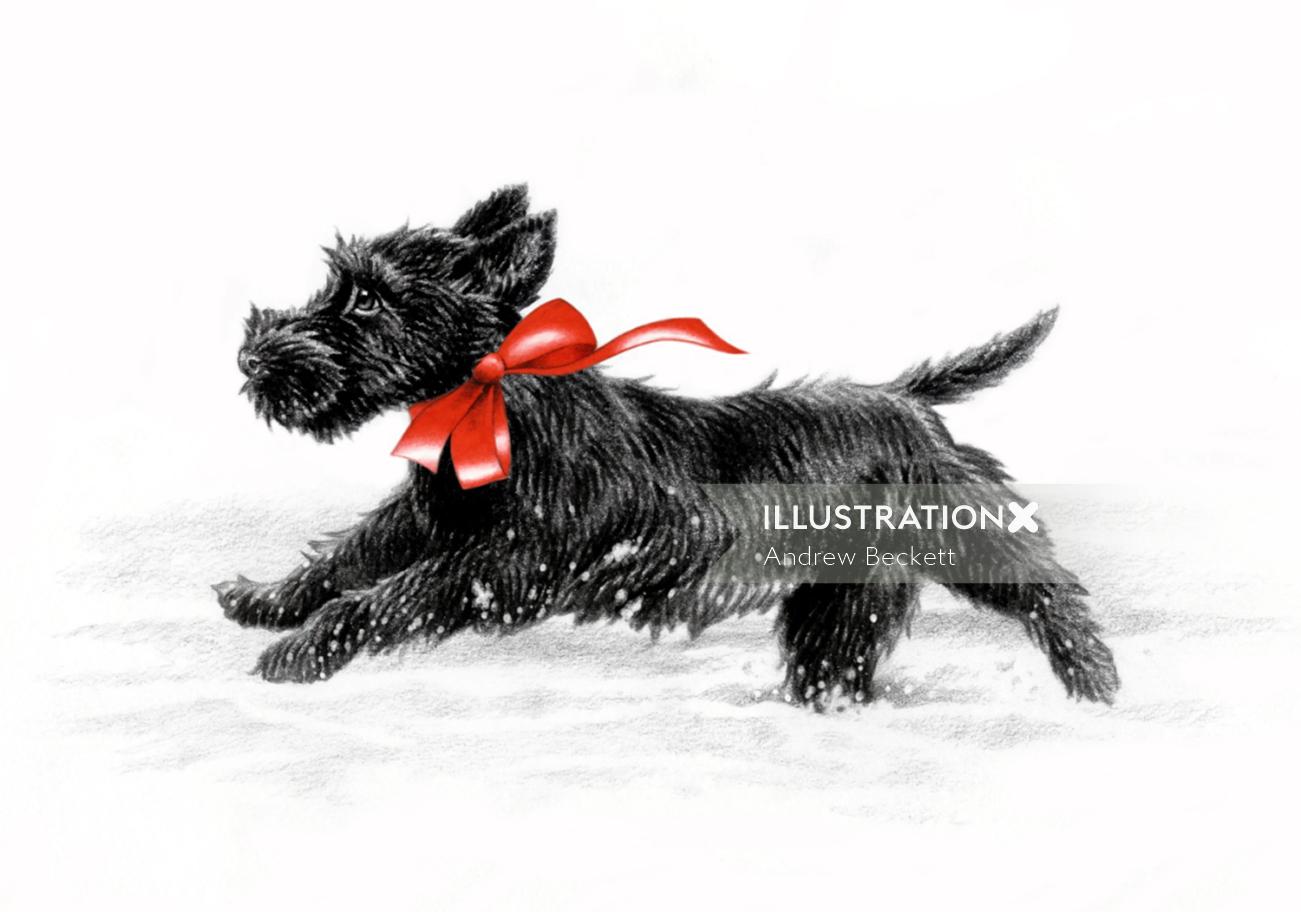 Perro negro - Ilustración animal