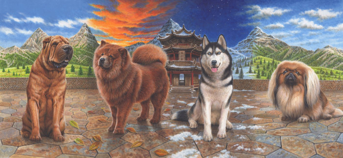 Ilustración animal del año chino del perro