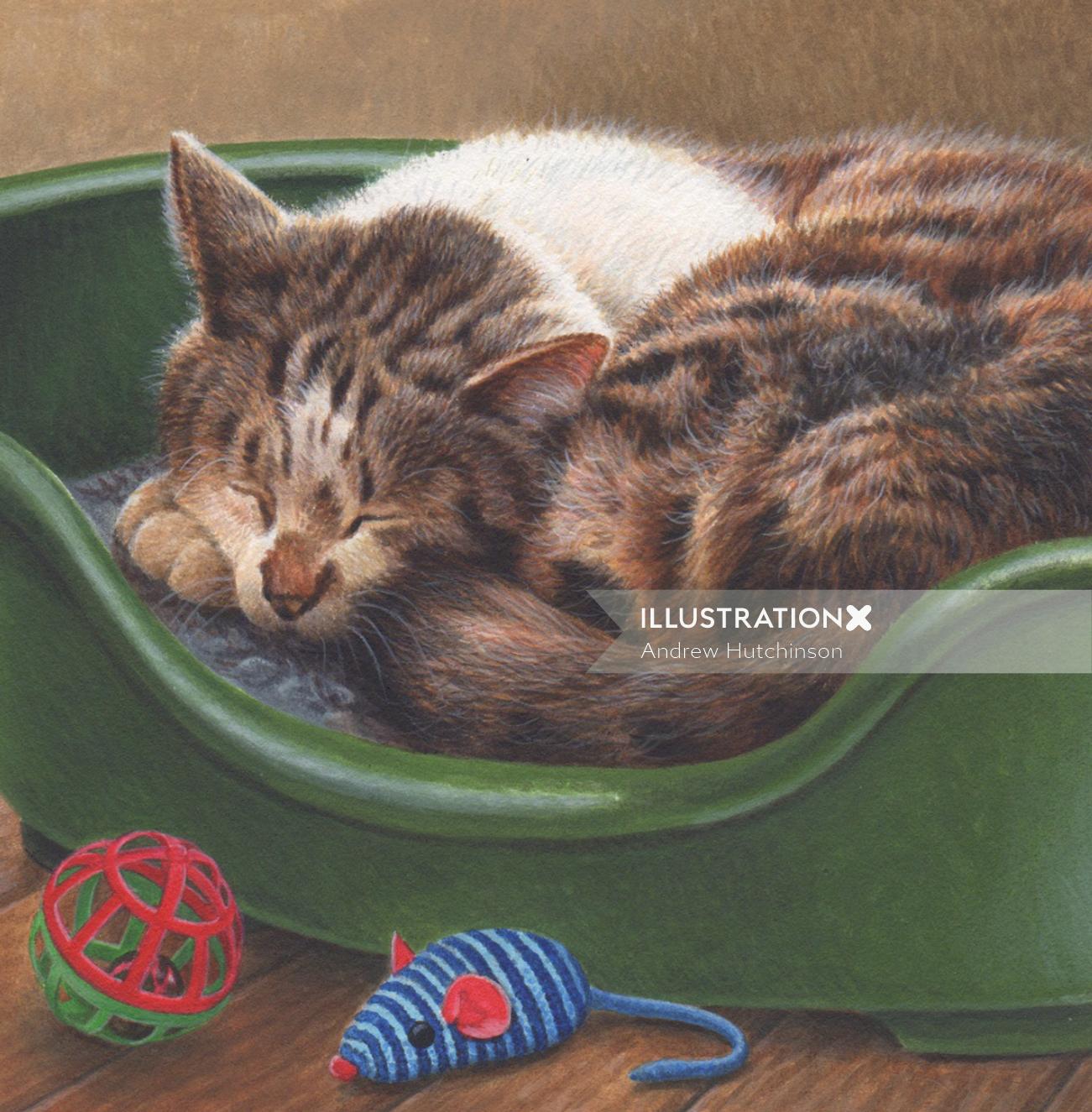 Sleeping Cats illustration for Jersey Post