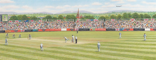 Yorkshire tea cricket box illustration by Andrew Hutchinson
